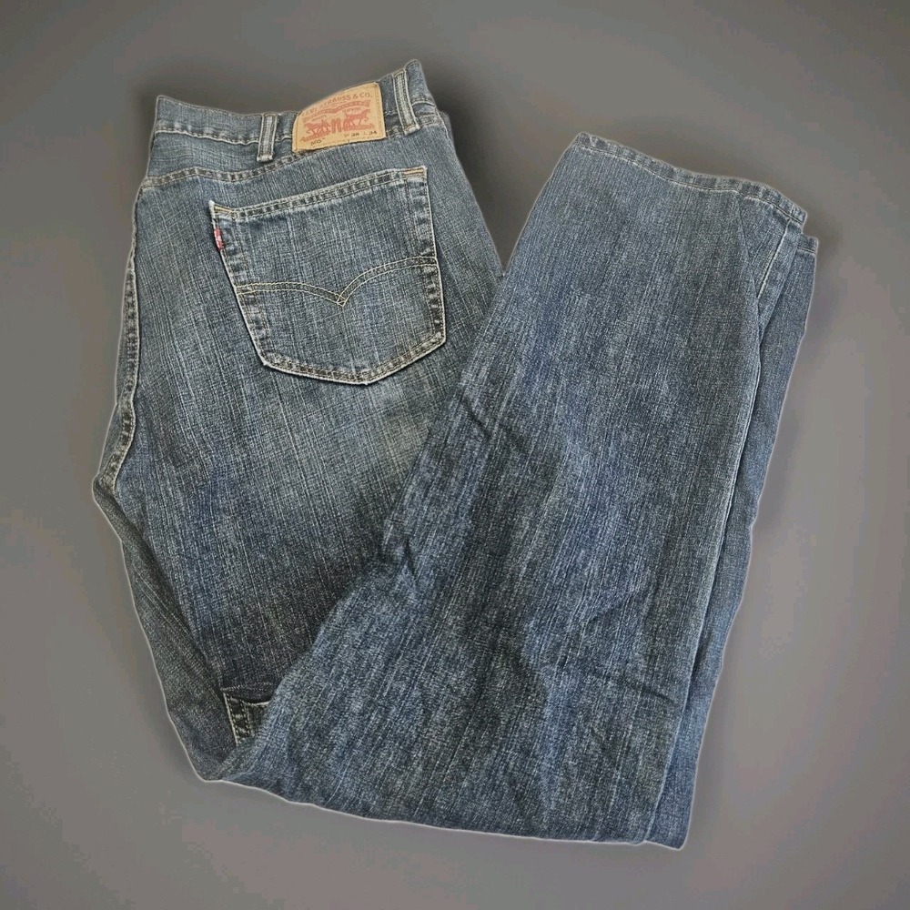 Levi's 505 Dark Blue Denim Regular Fit Men's Red Tab Straight Jeans Size 38 X 34
